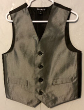 Boys 4 Sleeveless Formal Vest Silver Pinstripe George