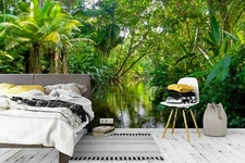 3D River Rain Forest Wallpaper Wall Mural Removable Self-adhesive Sticker 717