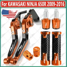 4PCS For Kawasaki Ninja 650R Handle Grips Cap Brake Clutch Levers Set 2009-2016