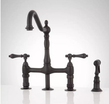BELLEVUE BRIDGE KITCHEN FAUCET WITH BRASS SPRAYER -LEVER HANDLES-MATTE BLACK
