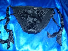Sexy Glanz Seiden H&ouml;schen z. Binden Seidenslip S-L schwarz Panty Slip  (P71)