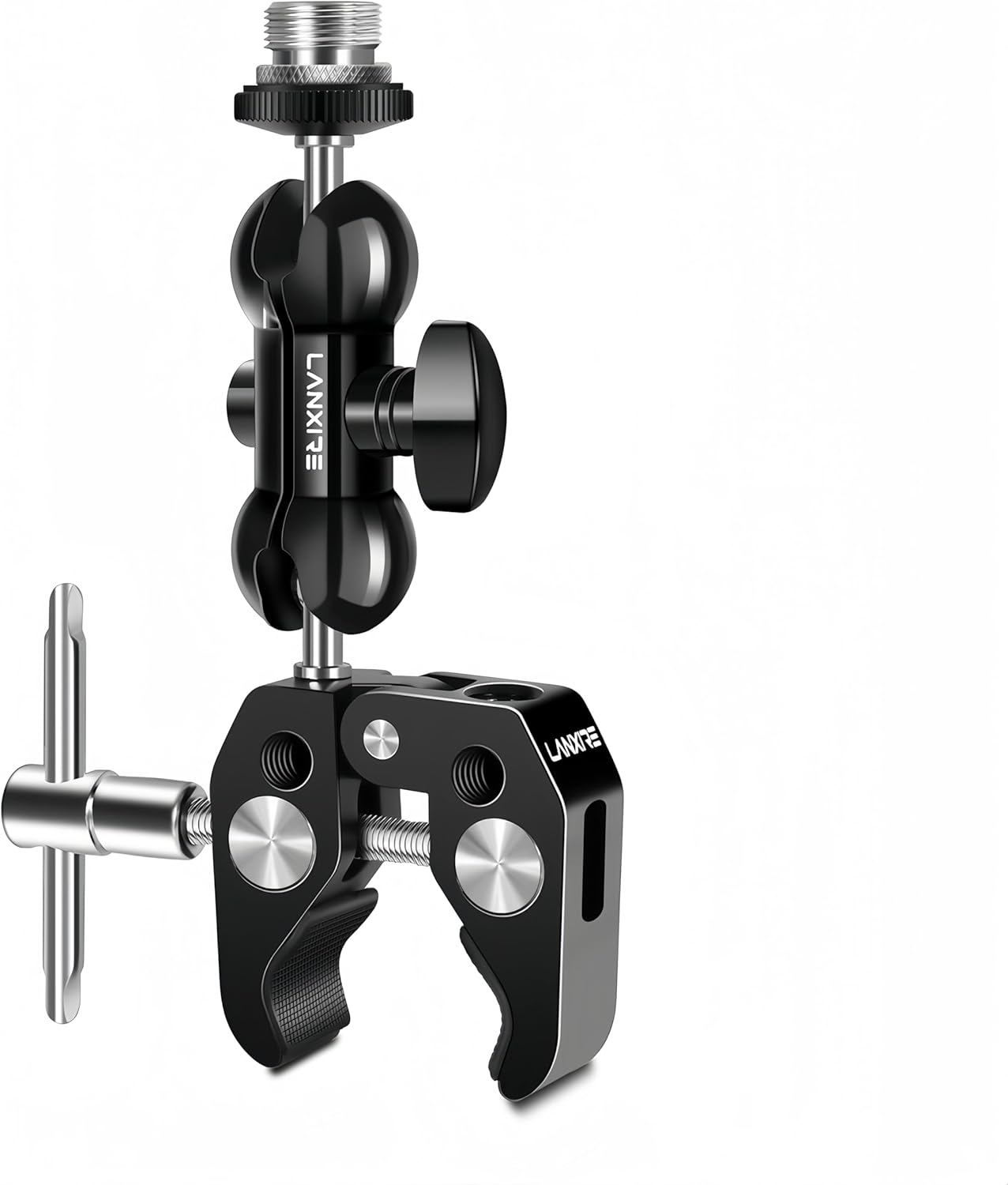 Camera Clamp Microphone Holder with Double Ball Head Magic Arm and 5/8