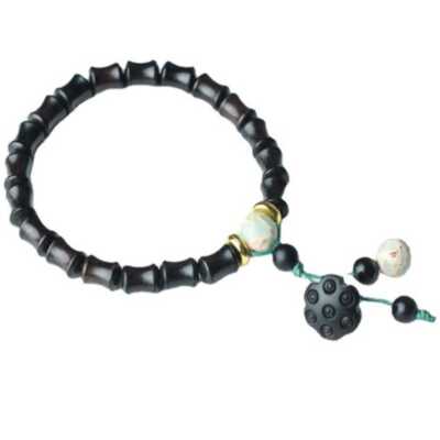 10mm Ebony Bamboo joint Cuff Mala Buddha Lucky Bracelet Bohemian Jewelry Lovers