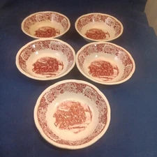 Historical America Homer Laughlin 6 1/4" Cereal Bowls Old Stage Coach Set 5