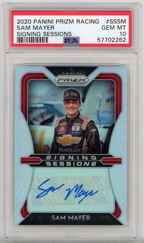 PSA 10 2020 Panini Prizm Racing Sam Mayer Silver Auto Autograph RC Rookie 1st - Picture 1 of 2