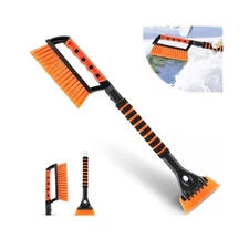 Ice Scraper & Snow Brush, 24.75", Removable, For Car, Truck, SUV - Orange