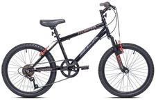 Sturdy Steel Frame Bicycle, 20" Wheels Knobby Tires, Child Ages 7-14, Black