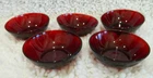 Vintage LOT 5 Small Dessert Berry Bowls Anchor Hocking Ruby Red Cranberry Glass