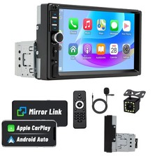 Single 1Din 7" Touch Screen Stereo Bluetooth Radio Car Apple/Android Carplay GPS