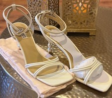 Badgley Mischka Women's Creamy White Leather Strappy Heels-Belen size 11