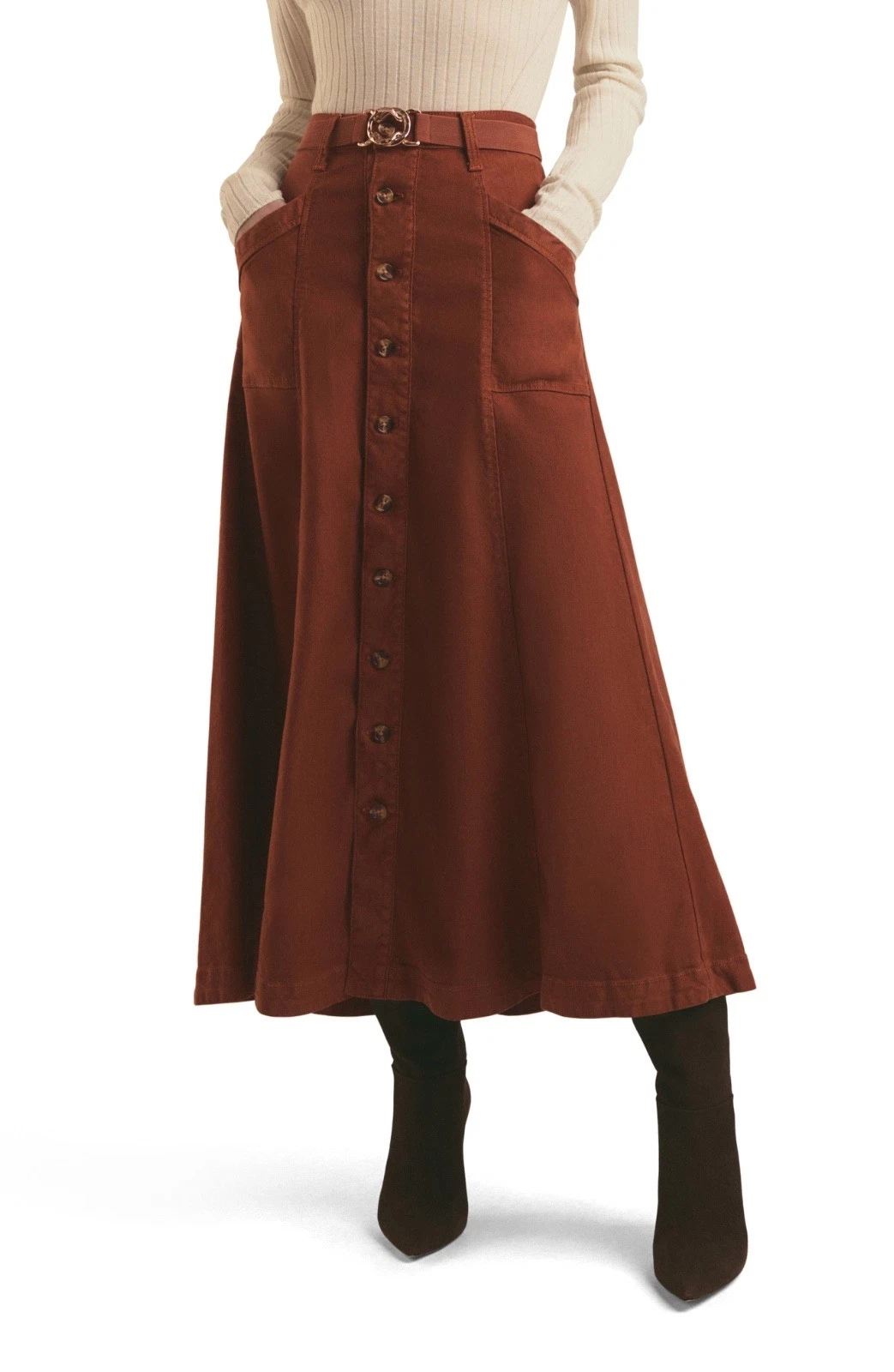 Favorite Daughter The Lila Women’s Linen Belted A-Line Maxi Skirt size 2 NWT