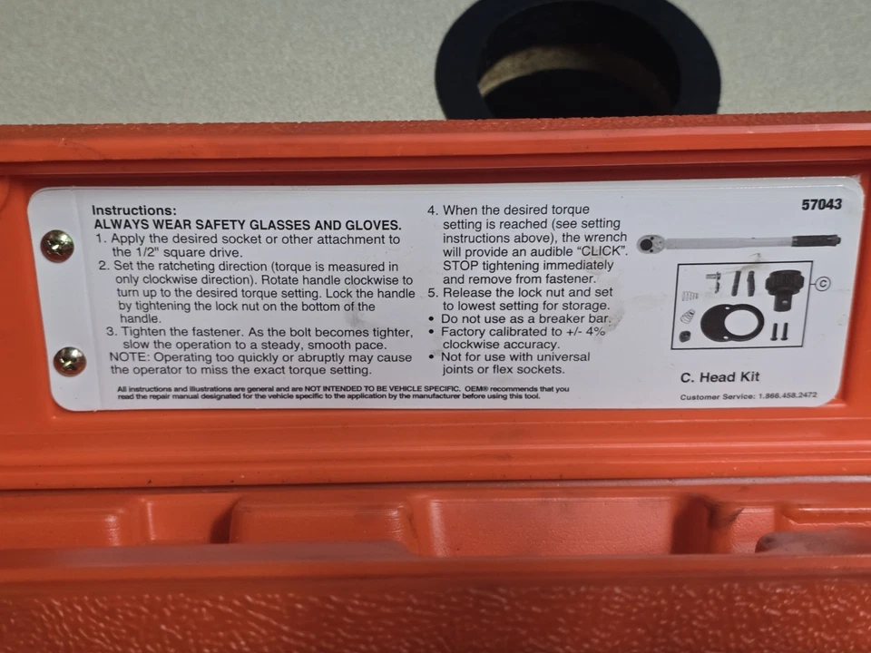 OEM  1/2" Torque Wrench – 10-150 ft/lbs. #57043 * NICE CONDITION! + Case - Image 3 of 4