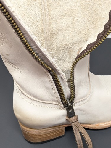 Rare FreeBird White Whisper Zip Up Cowgirl Western Women's Size 8 Leather Boots - Picture 10 of 15