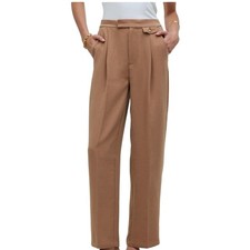 Madewell Trousers Womens 14 Brown Harlow Wide Leg Pleated High Rise Pants