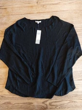 NWT Joan Vass Cashmere Blend Knit Black Pullover Sweater Womens Sz XL