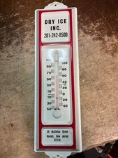 Vintage Dry Ice Inc Newark  NJ Advertising Pressed Steel Wall THERMOMETER