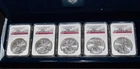 2011- 25th ANNIVERSARY AMERICAN SILVER EAGLE EARLY RELEASE NGC MS 70 5 COIN SET!