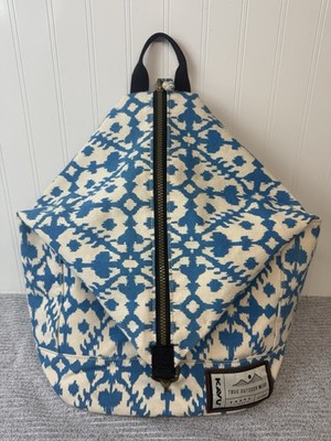 Kavu Free Range Backpack Blue White Aztec Design Outdoor Wear