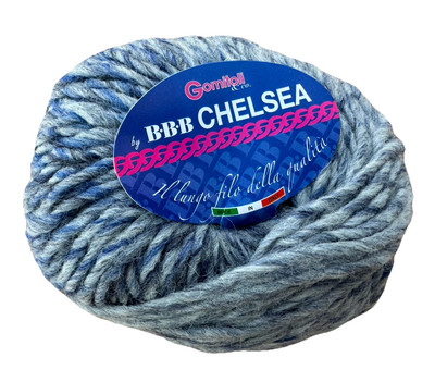 10x BBB CHELSEA Wolle - Farbe 166 blau/grau -30%Merino70%Acryl - Made In Italy