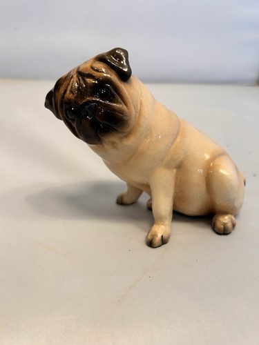 Pug Sitting Figurine by Ron Hevener Painted Glass Ltd ed