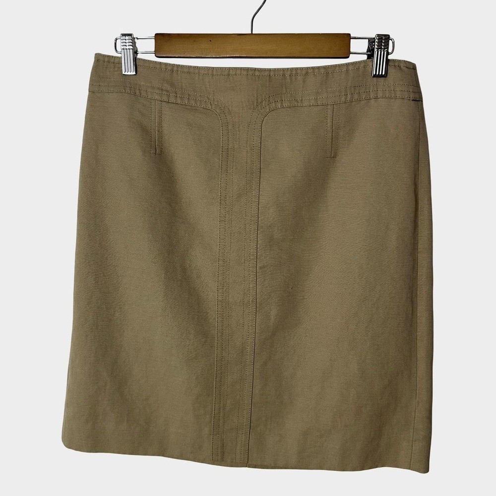 Tory Burch Utility A-Line Skirt Tan Khaki Size 8 Preppy Classic Minimalist