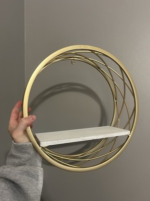 Gold & White Circle Metal Wall Shelf