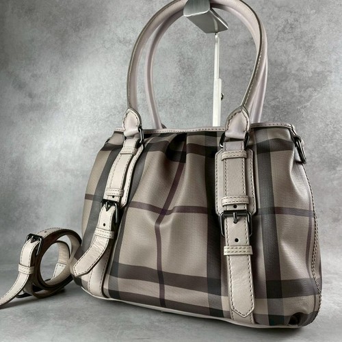 BURBERRY Smoked Check Nova Check 2-way Tote Bag, Shoulder Bag PVC Leather