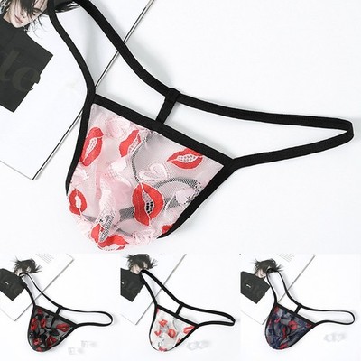 Herren bedruckt durchsichtig Netz G Strings Tangas Unterwäsche T-Back Stil S 2X