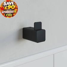 Bathroom WC Towel Robe Hook Holder Black Square Wall Mounted Stylish Modern
