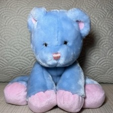 VTG Passport Plush Toys Blue  Pink Teddy Bear Rattle 9  Plush Sitting Baby Toy
