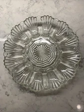 Anchor Hocking Deviled Egg Relish Tray, Pattern 896, Ribbed, Scalloped Orb Weave