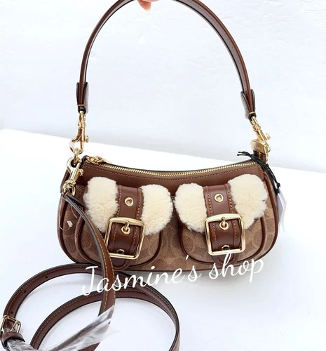 Borsa baguette Coach CY658 Ashton nuova con etichetta in tela firmata