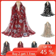 Malaysia Floral Women Long Headscarf Voile Hijab Turban Muslim Scarves Head Wrap