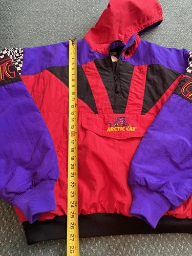 Vintage 90s Arctic Cat Race Cat Pullover Jacket XXL Checkered Snowmobile USA image 9