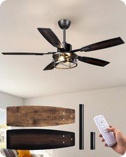 52" Farmhouse Ceiling Fans with Lights and Remote, 10 -100 Dimmable, 6 Speed