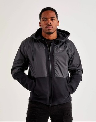 New Nike NSW Tech Essentials Full-Zip Fleece Hooded Jacket Black Mens Size XL
