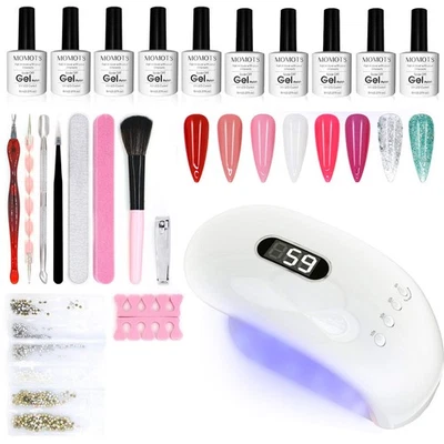 MOMOTS Gel Nail Polish Set With UV Led Nail Lamp Gel Nail Starter Kit Christmas Gifts
