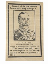 1936 Memorial Postcard – Souvenir of the Late Beloved Sovereign King George V