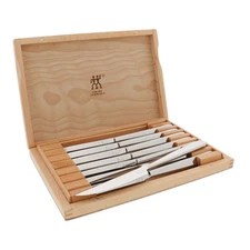 Stainless Steel 8-Pc Steak Knife Set with Wood Presentation Case - FREE SHIP