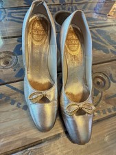 Vintage DELMAN New York, London, Paris, Shoes Gold Shoes Hand Signed Signed Sz8