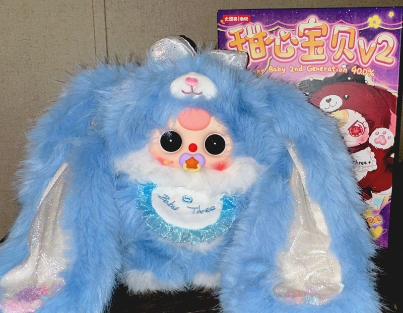 Baby Three 400% Sugar Baby V2 Series Plush, Blue Bunny Sea Salt Pomelo