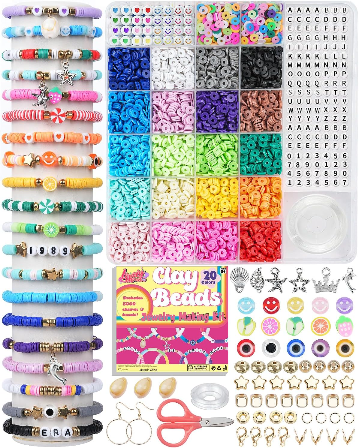 5000 Pcs Preppy Clay Beads for DIY Friendship Bracelet Making Kit  -image