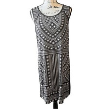 Banana Republic Black and White Sheath Tribal Geometric Print Dress Medium