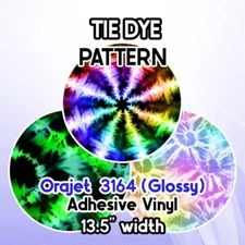Tie Dye / Rainbow Swirl Patterned Adhesive Vinyl 13.5" ROLL **FREE SHIPPING**