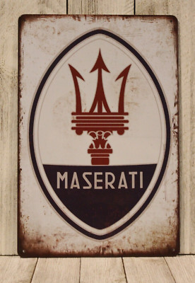 Maserati Automobile Tin Metal Poster Sign Italian Car Service Man Cave Garage 