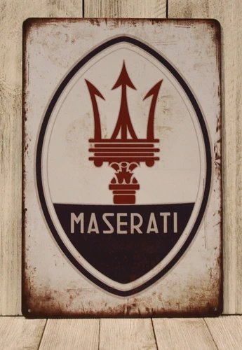 Maserati Automobile Tin Metal Poster Sign Italian Car Service Man Cave Garage