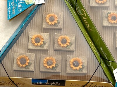 2 VINTAGE SETS Joie de Vivre Table Mates SUNFLOWER Place Name Card Holders 1990