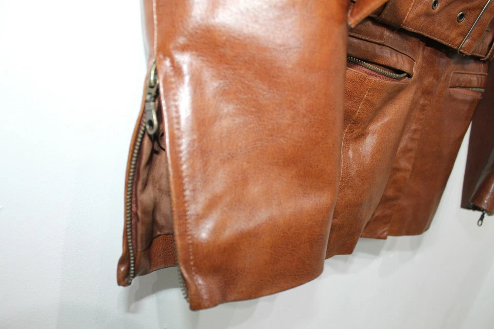 ELEMENT 90s Vintage Real Leather Brown Safari Jacket Belted Womens Size UK 8 10 - Image 2 of 4