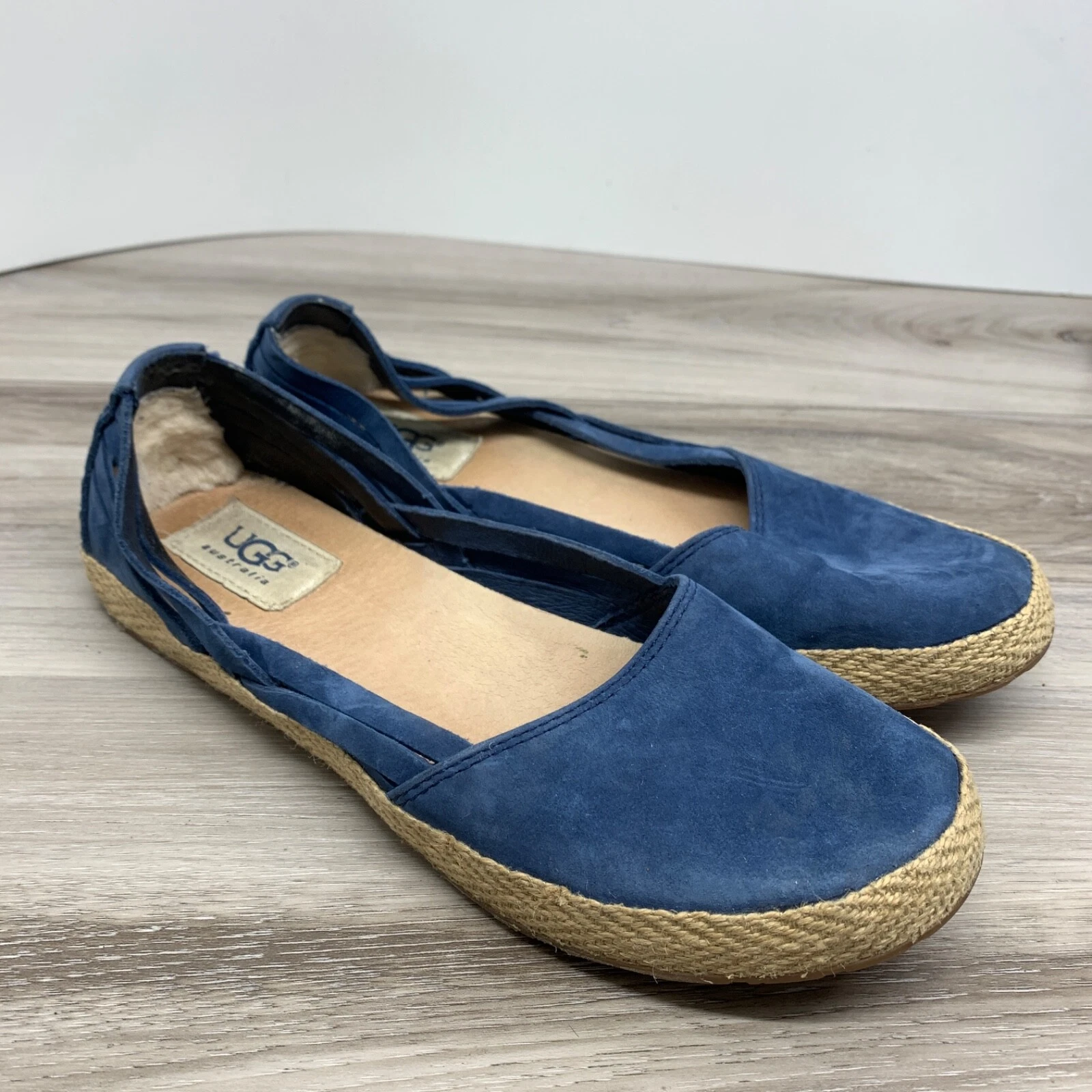 UGG Cicily Scarpe Mocassini Donna 6 Blu Pelle Scamosciata Espadrillas Ballerine 1006664