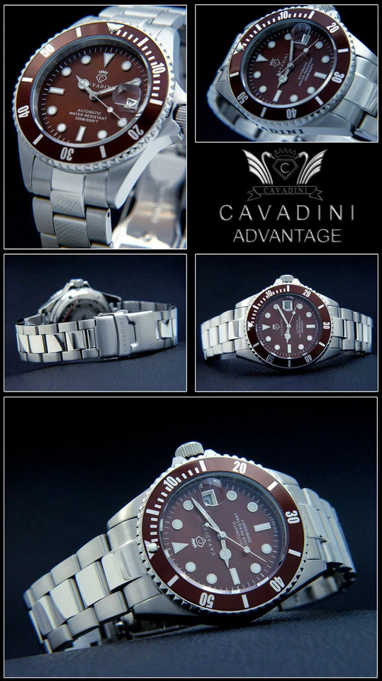 Men's Watch Automatic Stainless Diver's CAVADINI 30 BAR XXL 1 25/32in Classic - Image 2 of 2
